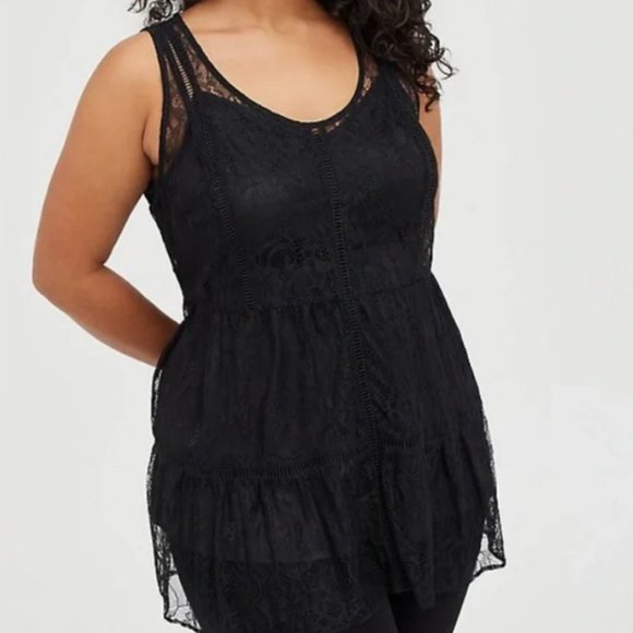 Torrid Black Lace Tunic with Cami - Picture 2 of 4